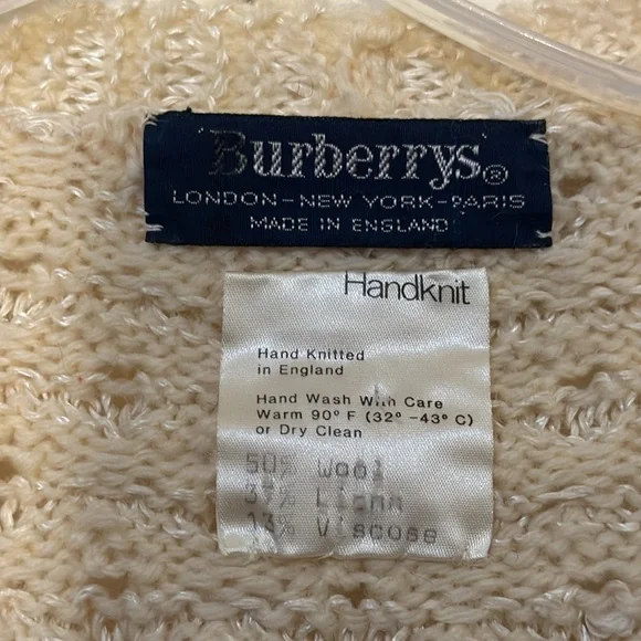Vintage Burberryhand knit men’s cardigan